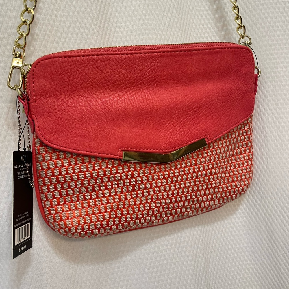 NWT Olivia + Joy Sabrina Envelope Style Gold Chain Satchel Crossbody Purse - Picture 5 of 10